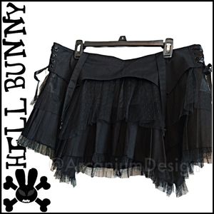 ❌SOLD Hell bunny mall goth mini rare Gothic Punk Dark Academia pleats garter XL